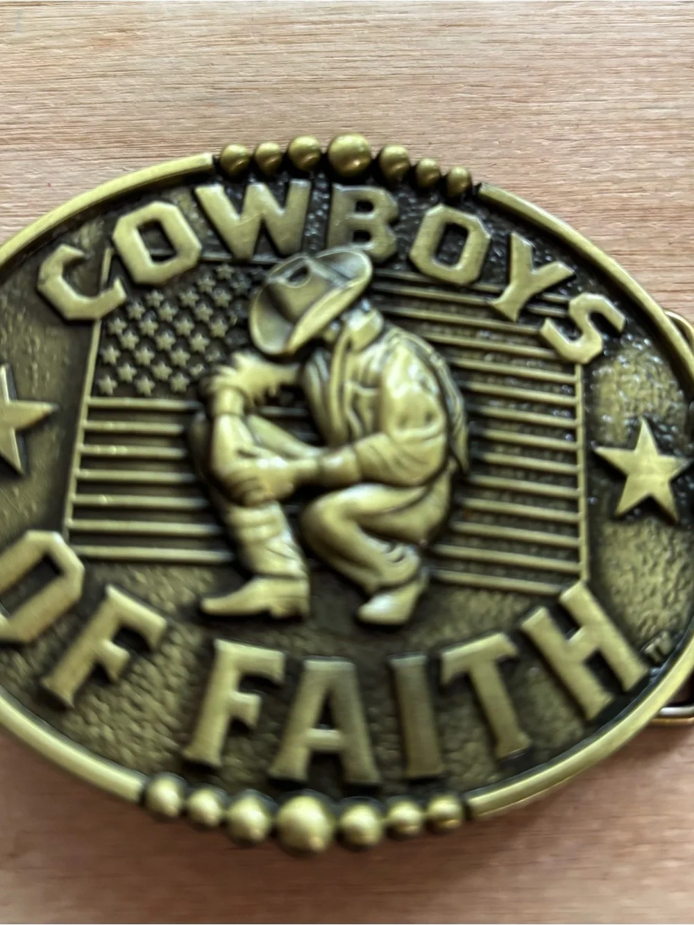 Cowboys of Faith Belt Buckle, Western Cowboy Prayer Buckle, American Flag Christ